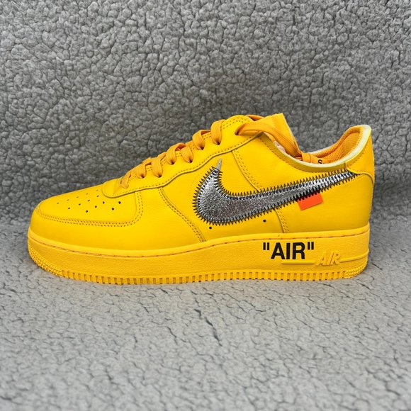 Nike Off White Air Force 1 Low Men 9 Shoes University Gold Lemonade ICA Yellow 1 - Picture 2 of 14